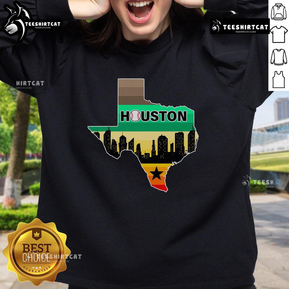 Nice Huston Texas baseball city logo sweatshirt featuring a stylish design and vibrant colors for fans.