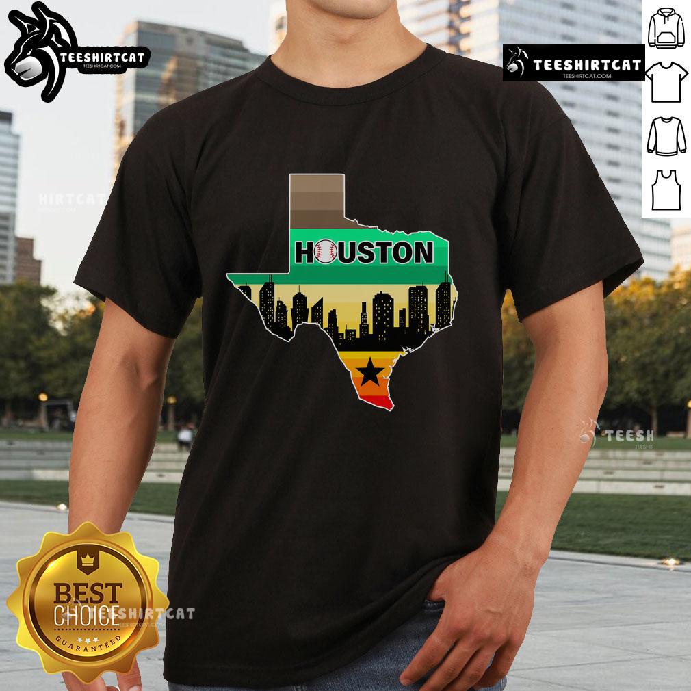 Nice Huston Texas Baseball City Logo T-Shirt featuring a vibrant design celebrating Houston's baseball spirit.