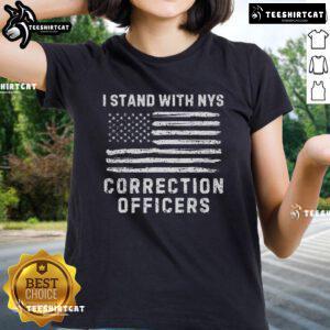 Nice I Stand With NYS Correction Officers Stand Ladies Tee showcasing support for correction officers in a stylish design.