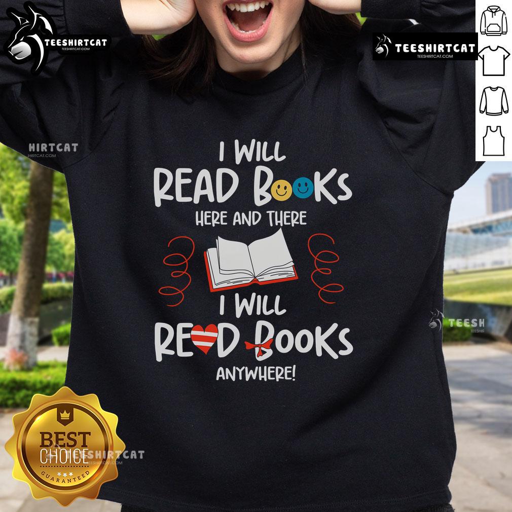 Cozy sweatshirt for book lovers featuring 'Nice, I Will Read Books' design, perfect for teachers and avid readers.