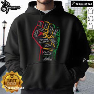 Alt Text: Nice inspiring black leaders power fist hand hoodie for Black History Month celebrating unity and empowerment.
