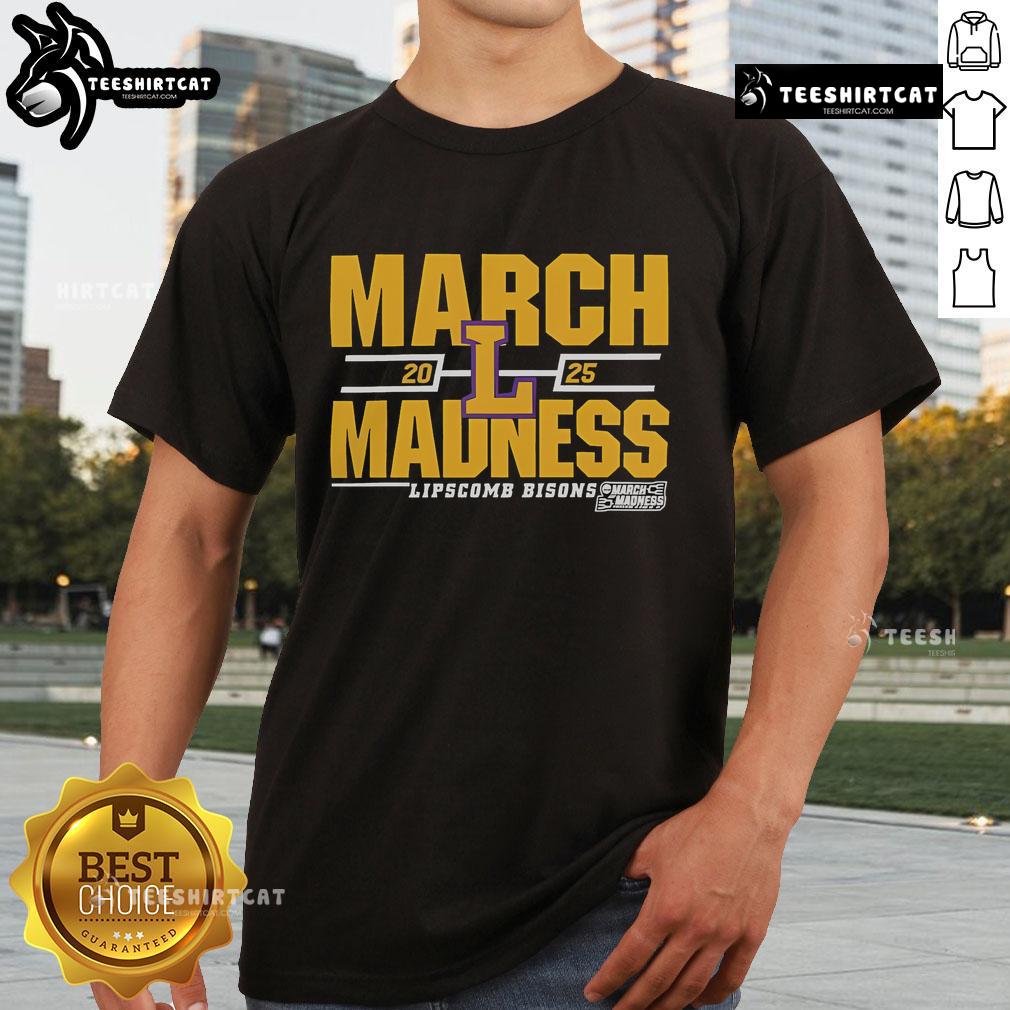 Nice Lipscomb Bisons 2025 March Madness D1 Men's Basketball T-Shirt featuring team colors and logo for fans.