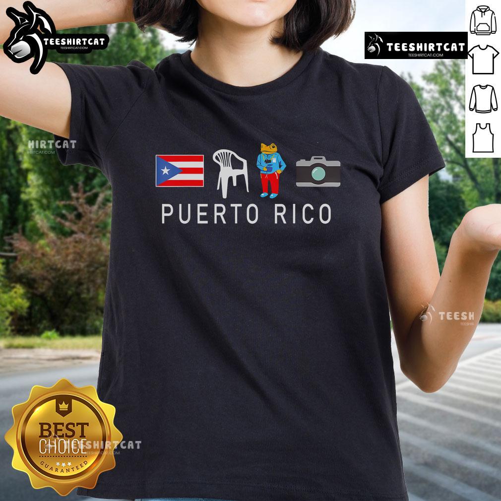Puerto Rico Frog Concho Ladies Tee featuring vibrant design, perfect for casual wear and celebrating island style.