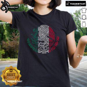 Ladies tee featuring the Nice Mexican Eagle Escudo from the Mexico flag, perfect for patriotic fashion.