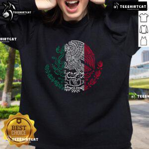 Stylish Nice Mexican Eagle Escudo Mexico Flag Sweatshirt featuring vibrant colors and detailed emblem design.