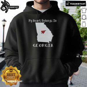 Cozy Nice My Heart Belongs in Georgia hoodie in vibrant colors, perfect for showcasing Georgia pride and style.