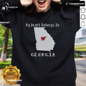 Cozy 'My Heart Belongs in Georgia' sweatshirt in soft fabric, perfect for showing Southern pride and comfort.