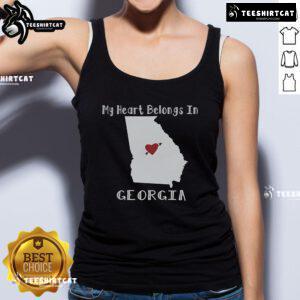 Stylish 'My Heart Belongs in Georgia' tank top in a vibrant design, perfect for summer and showcasing southern pride.