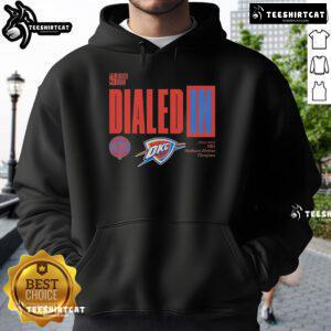 2025 Oklahoma City Thunder Northwest Division Champions hoodie showcasing team logo and vibrant design.