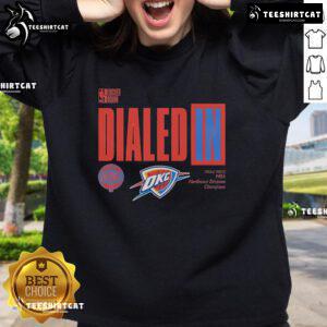 Alt Text: Oklahoma City Thunder 2025 Northwest Division Champions sweatshirt in stylish design, perfect for fans.