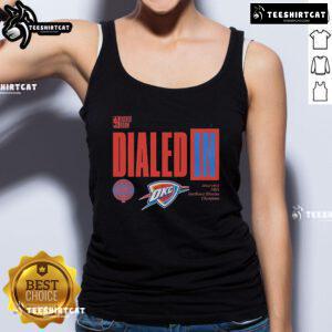 Alt Text: 2025 Northwest Division Champions tank top featuring Oklahoma City Thunder logo and vibrant design.