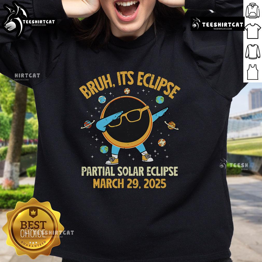 Nice Partial Solar Eclipse 2025 sweatshirt featuring a person dabbing under the eclipse, perfect for eclipse enthusiasts.