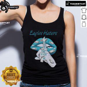 Stylish tank top featuring 'Shut The F* Up' design for Philadelphia Eagles haters, perfect for game day or casual wear.