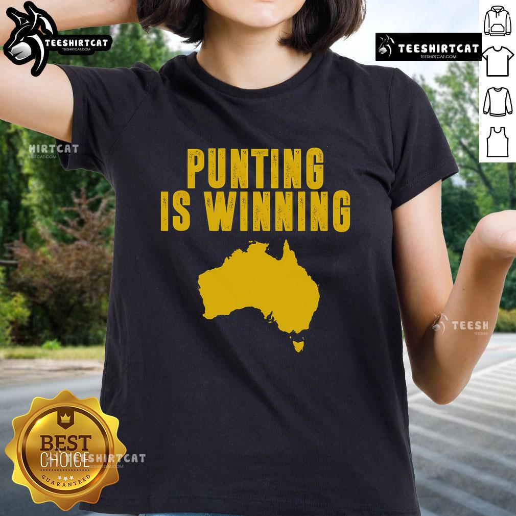 Nice Punting is Winning Football Fan Ladies Tee featuring a stylish design for female football enthusiasts.