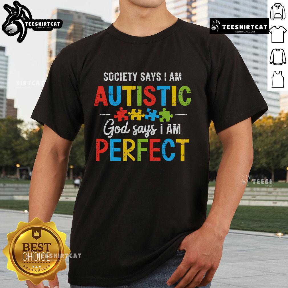 Nice Society I'm Autistic Christian T-Shirt for Autism Awareness Month, featuring a bold and colorful design.