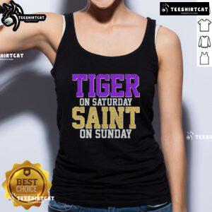 Stylish tank top featuring a nice tiger design, perfect for Saturday football and Sunday outings in Louisiana.