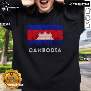 Official Cambodia Royal Palace sweatshirt featuring the Cambodian flag, celebrating Kampuchean roots and culture.