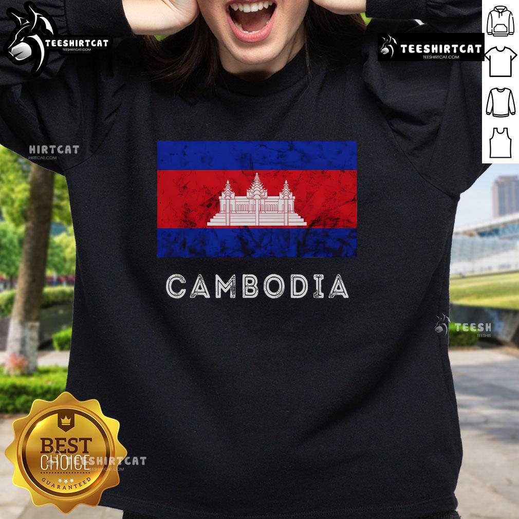 Official Cambodia Royal Palace sweatshirt featuring the Cambodian flag, celebrating Kampuchean roots and culture.