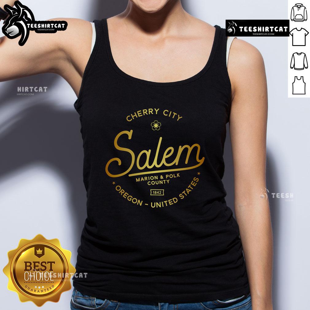 Official Cherry City Salem Oregon Marion Polk County 1842 tank top showcasing local pride and vintage style.