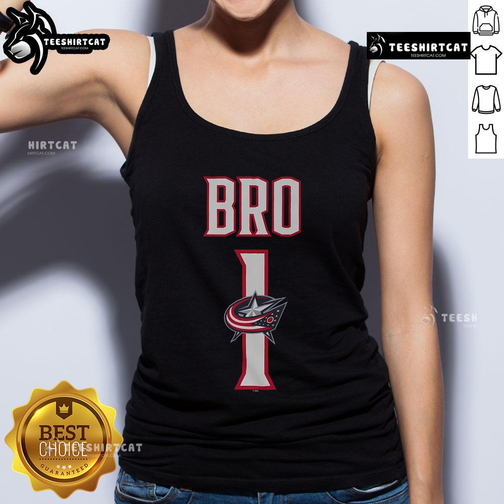Official Columbus Blue Jackets Number 1 Bro Tank Top featuring team colors and logo, perfect for fans and summer wear.