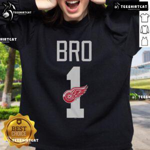 Official Detroit Red Wings Number 1 Bro Sweatshirt in red, showcasing team pride and fan spirit for hockey enthusiasts.