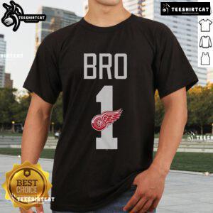 Official Detroit Red Wings Number 1 Bro T-Shirt in red with bold graphics, perfect for hockey fans and team spirit.
