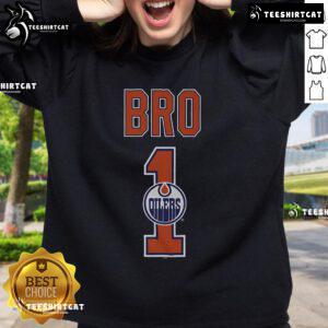 Official Edmonton Oilers Number 1 Bro Sweatshirt featuring team colors and logo, perfect for fans and game days.