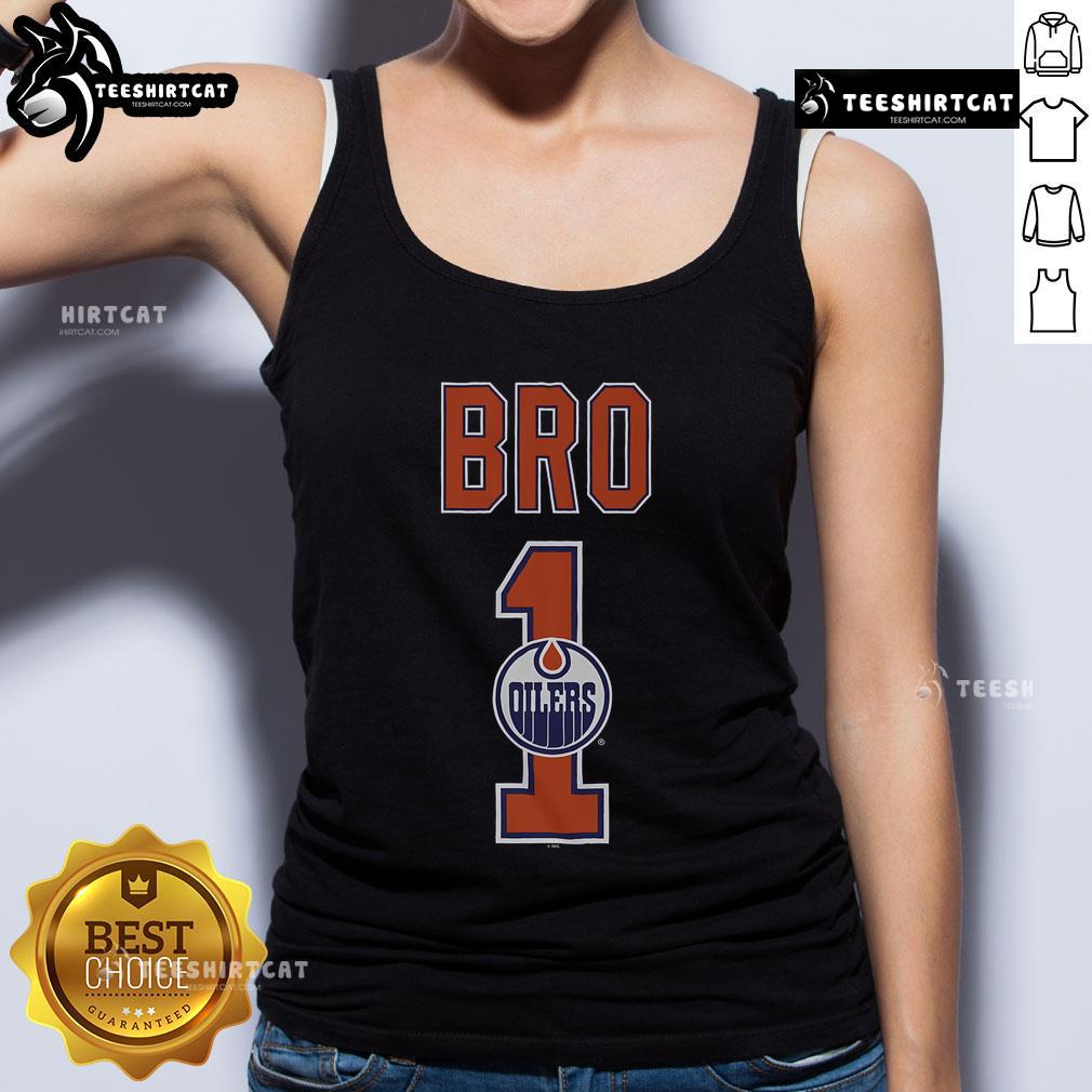 Official Edmonton Oilers Number 1 Bro Tank Top featuring team colors and logo, perfect for sports fans and summer wear.