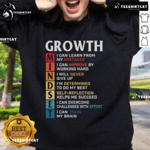 Motivational sweatshirt featuring the official growth mindset definition and inspirational quote design for personal development.