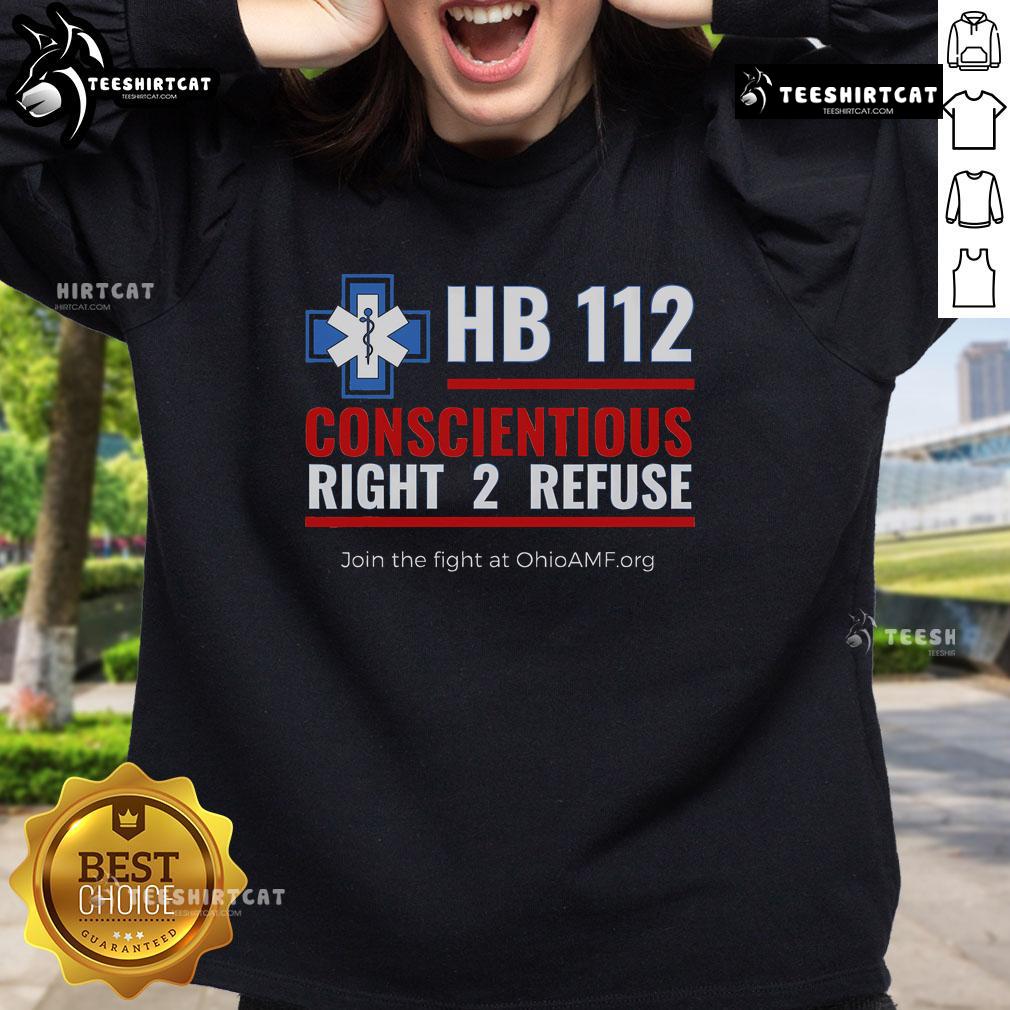 Official HB112 Right 2 Refuse Sweatshirt in black with bold graphic design, perfect for casual wear and activism.