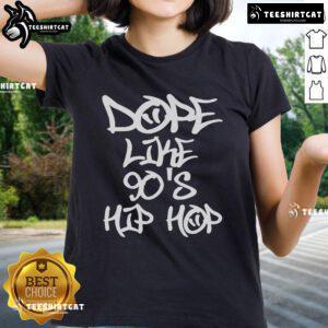 Official I Love 90s Hip Hop ladies tee featuring a vibrant retro design celebrating 90s hip hop culture and style.