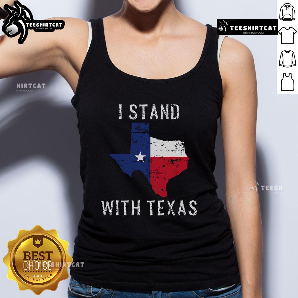 Official I Stand With Texas Tank Top featuring bold lettering and a stylish design for Texas pride.