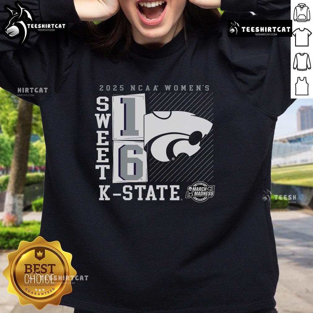 Alt Text: Official Kansas State Wildcats 2025 NCAA Women's Basketball Tournament sweatshirt featuring a No Look Pass design.