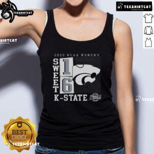Official Kansas State Wildcats 2025 NCAA Women's Basketball Tournament Sweet 16 No Look Pass Tank Top in purple.