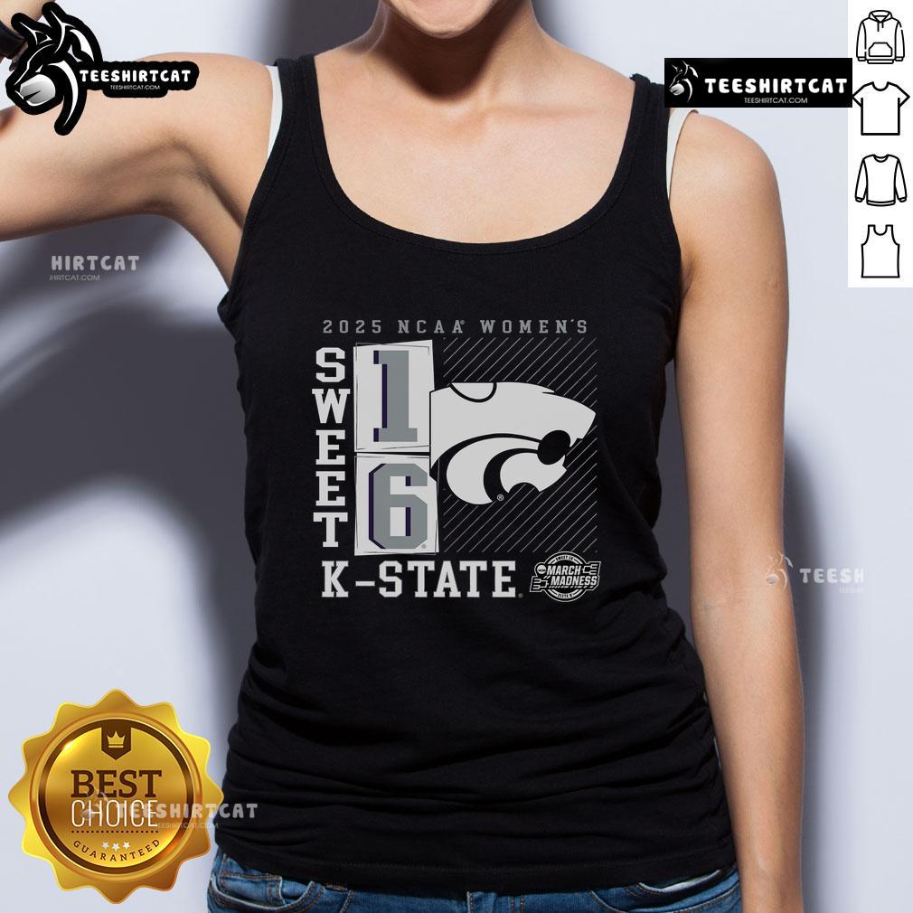 Official Kansas State Wildcats 2025 NCAA Women's Basketball Tournament Sweet 16 No Look Pass Tank Top in purple.
