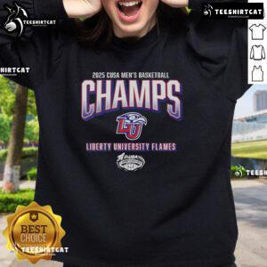 Official Liberty Flames 2025 C-USA Men's Basketball Conference Tournament Champions Sweatshirt in vibrant colors.