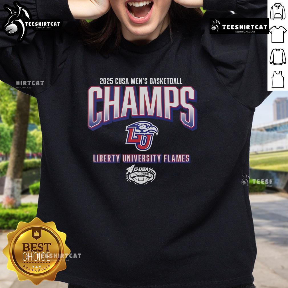 Official Liberty Flames 2025 C-USA Men's Basketball Conference Tournament Champions Sweatshirt in vibrant colors.