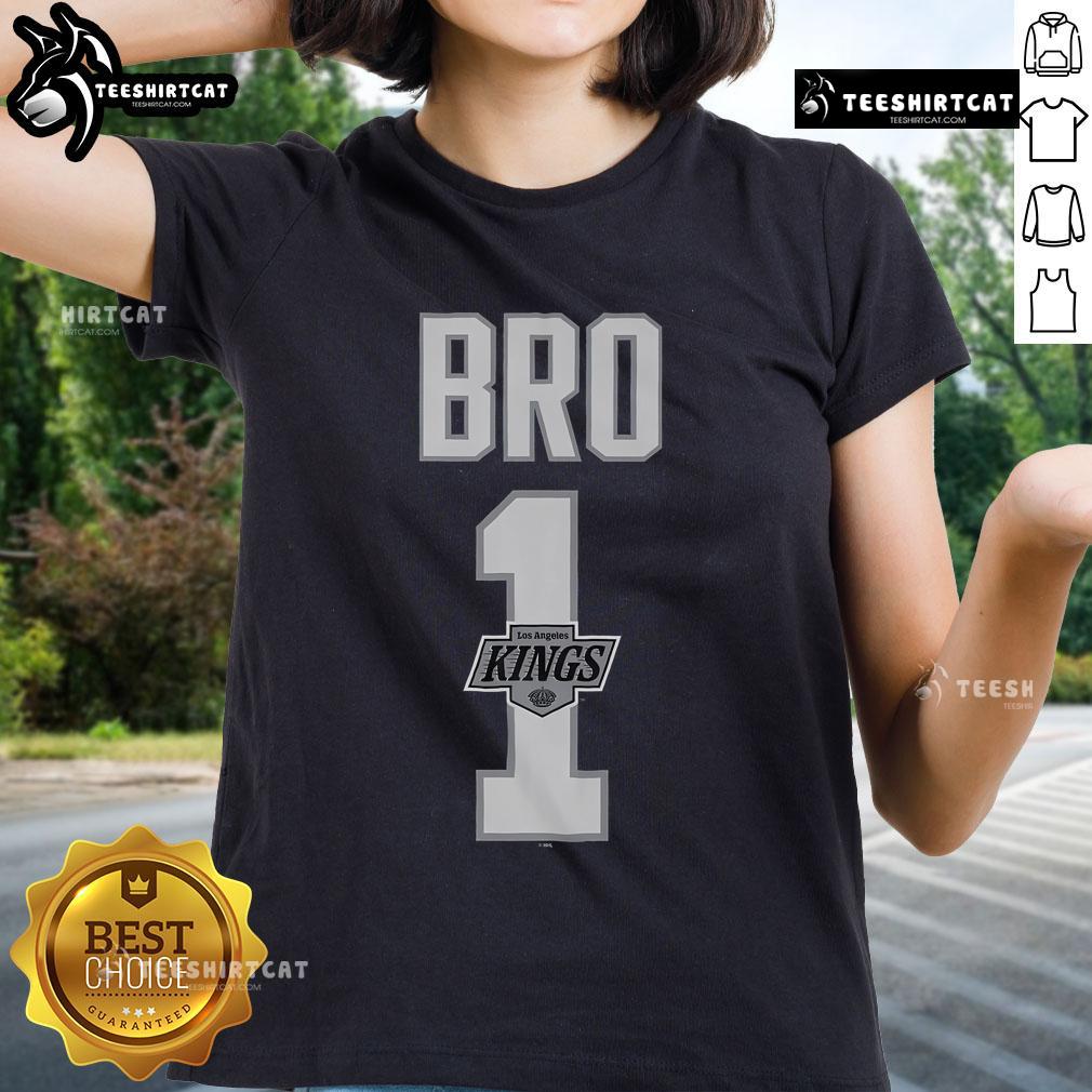 Alt Text: Official Los Angeles Kings Number 1 Bro Ladies Tee featuring team colors and logo, perfect for hockey fans.