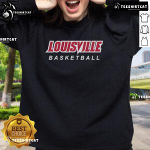 Alt Text: Official Louisville Basketball Logo Stack Sweatshirt featuring vibrant team colors and iconic logo design.