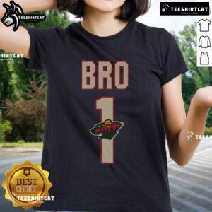 Official Minnesota Wild Number 1 Bro Ladies Tee featuring team colors and logo, perfect for female hockey fans.