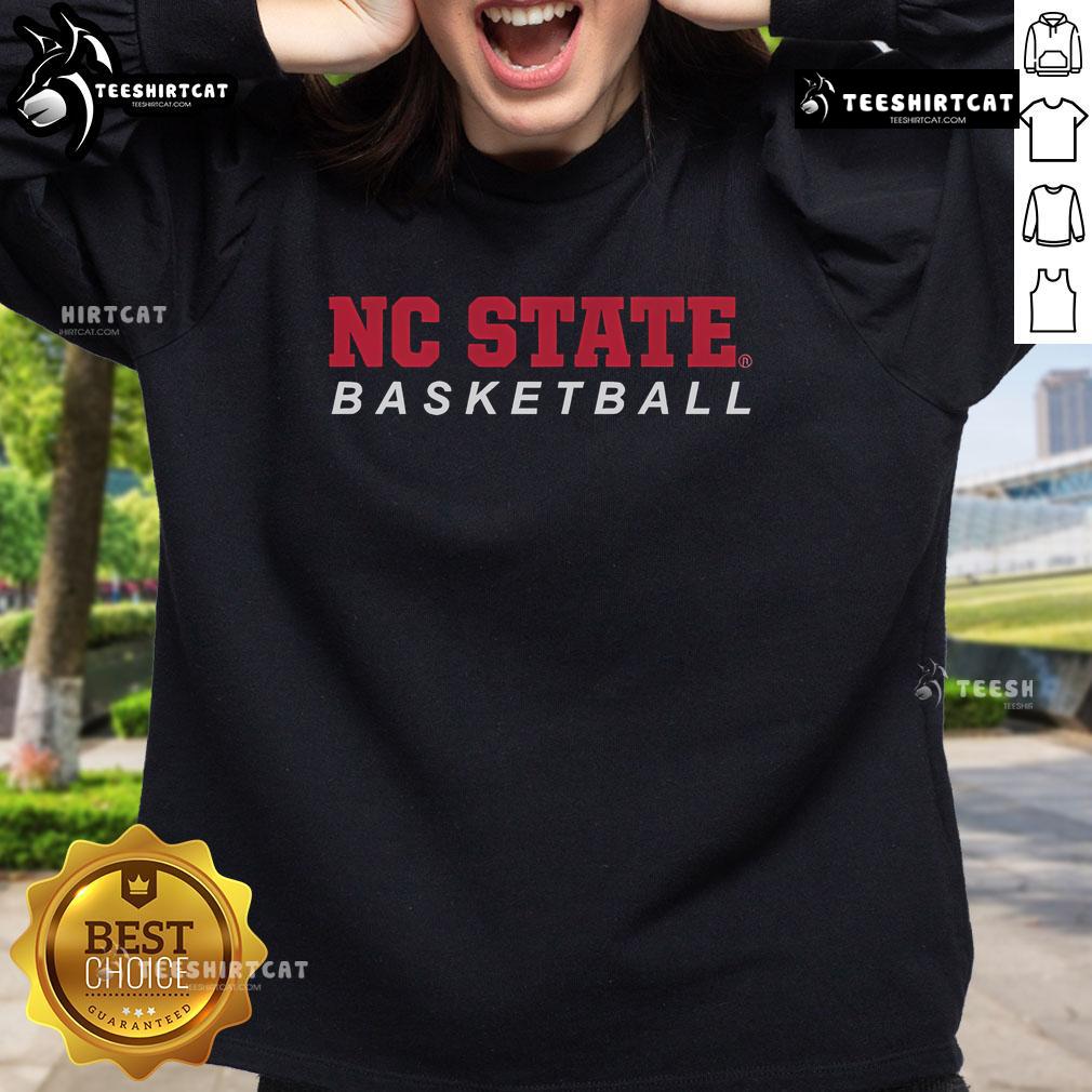Alt Text: Official NC State Basketball Logo Stack Sweatshirt featuring bold team colors and iconic logo design.