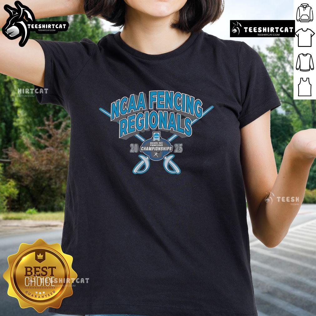 Official NCAA Fencing Regionals Championships 2025 Ladies Tee featuring a stylish design for fencing fans.