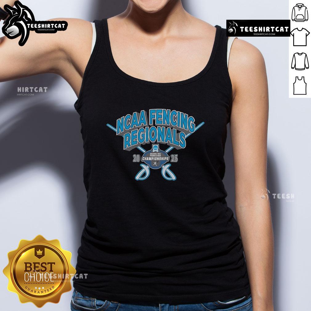 2025 Official NCAA Fencing Regionals Championships tank top featuring logo and athletic design for fans and athletes.