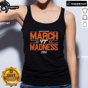 Virginia Tech Hokies March Madness tank top for 2025 NCAA Men's Basketball tournament, featuring team colors and logo.