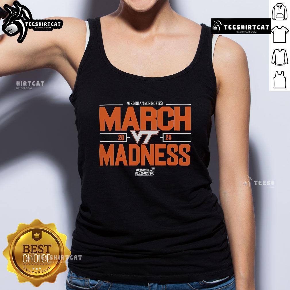Virginia Tech Hokies March Madness tank top for 2025 NCAA Men's Basketball tournament, featuring team colors and logo.