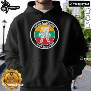 Official Nafo X Lletuva hoodie from July 8-9, 2023 event, showcasing unique design and vibrant colors.