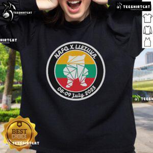 Official Nafo X Lletuva sweatshirt from July 2023, featuring unique design and vibrant colors for fans.
