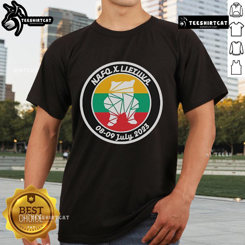 Official Nafo X Lletuva T-Shirt from July 08-09, 2023 event featuring vibrant design and unique branding.