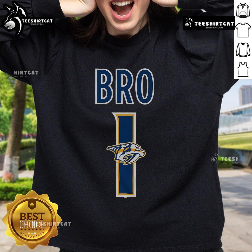 Official Nashville Predators Number 1 Bro Sweatshirt featuring team colors and logo, perfect for fans and game day wear.