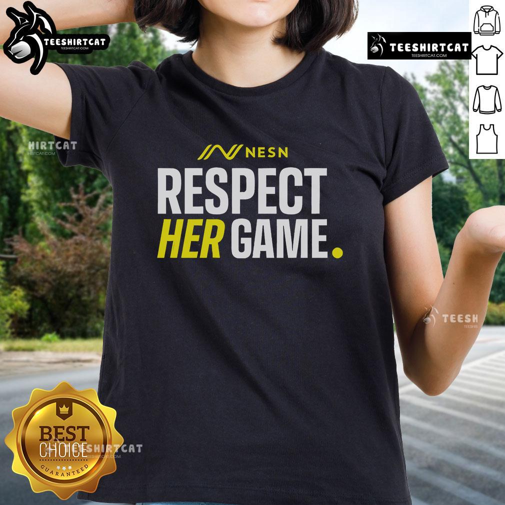 Official NESN Respect Her Game ladies tee featuring a stylish design, perfect for sports fans and advocates of women's empowerment.